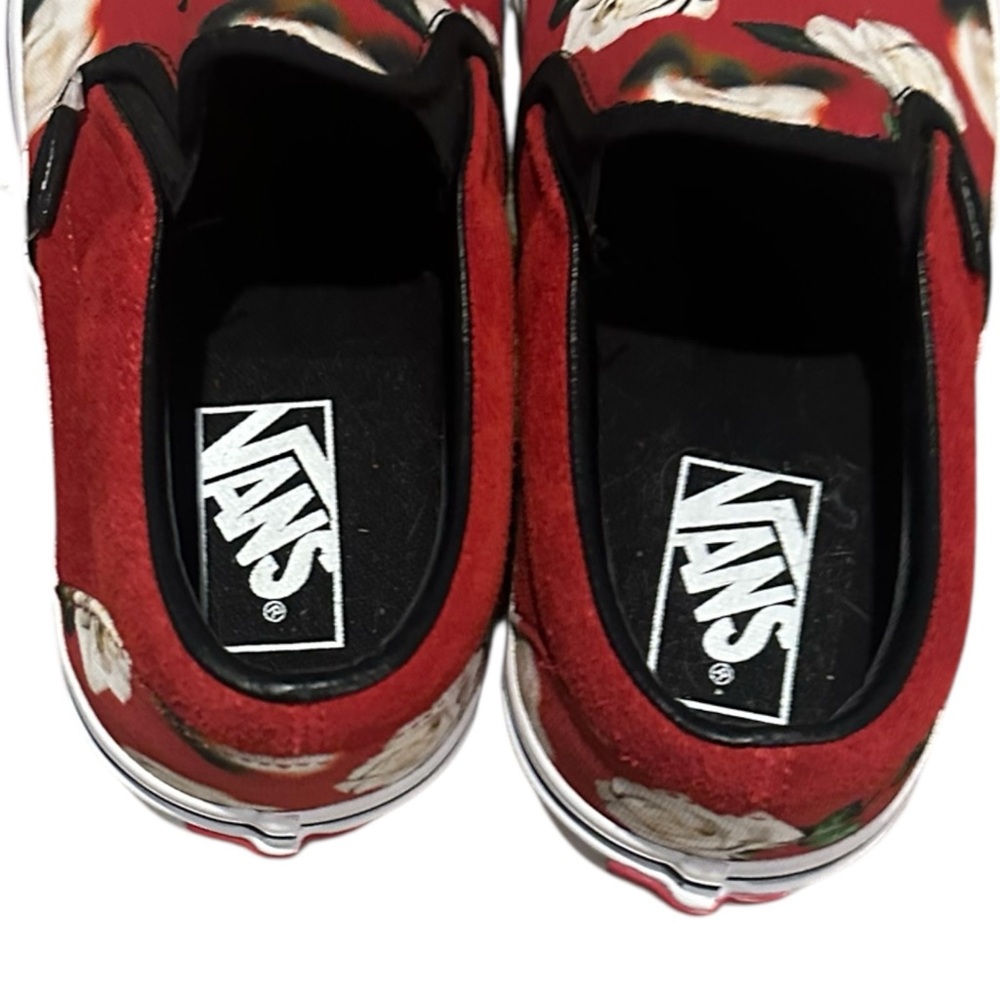 Vans Classic Slip-On Romantic Floral Red Rose Sneakers Men 6.5 Women 8 - Picture 10 of 16